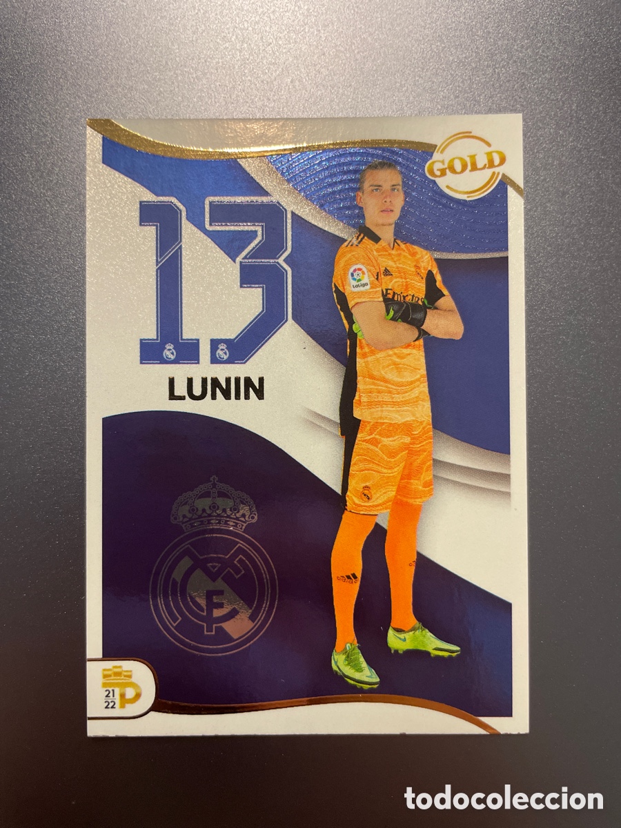 Cromos de F&uacute;tbol: Lunin 41 Gold Panini Podium 2021-22 Real Madrid