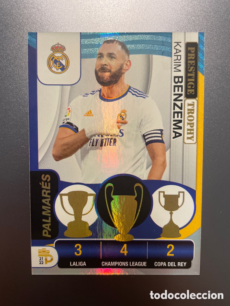Cromos de F&uacute;tbol: Benzema 96 Prestige Trophy Panini Podium 2021-22 Real Madrid