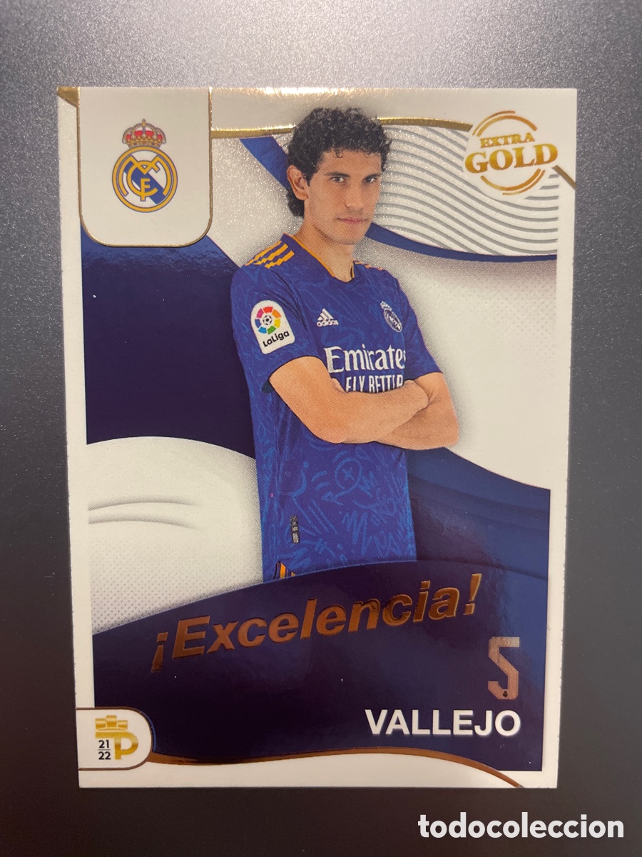 Fu&szlig;ball-Sticker: Vallejo 006 Insert Excelencia Extra Gold Panini Podium 2021-22 Real Madrid