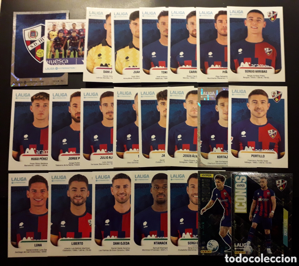 Cartes &agrave; collectionner de Football: 23 CROMOS HUESCA LALIGA HYPERMOTION 25 26 2025 2026 PANINI EQUIPO COMPLETO CON ESPECIALES SIN PEGAR