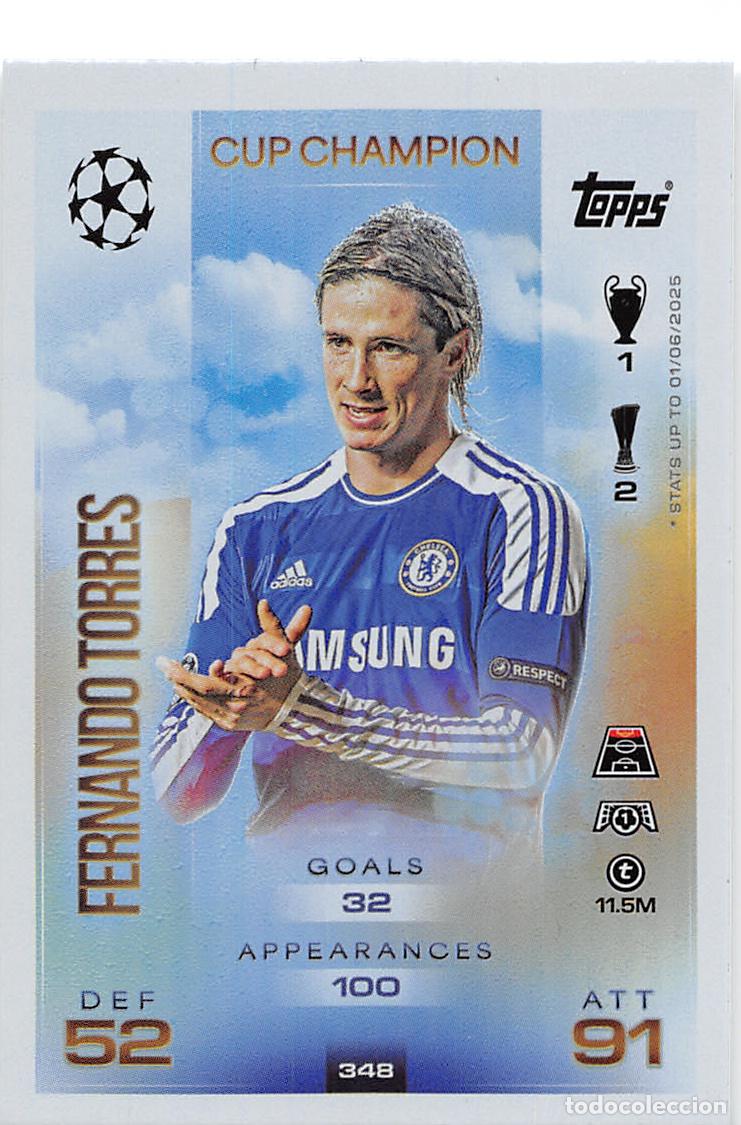 Cromos de F&uacute;tbol: TOPPS MATCH ATTAX CHAMPIONS 25/26 2025/2026 #348 FERNANDO TORRES (CHELSEA F.C.) CUP CHAMPION