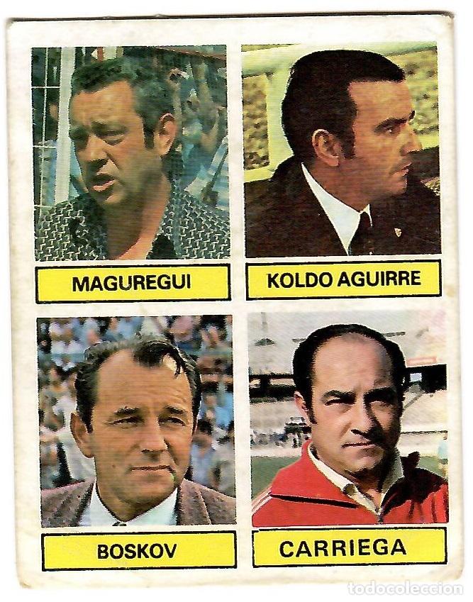 Figurine di Calcio: Maguregui, Koldo Aguirre, Boskov, Carriega (Entrenadores): Cromo album futbol Liga 1981-82, ESTE