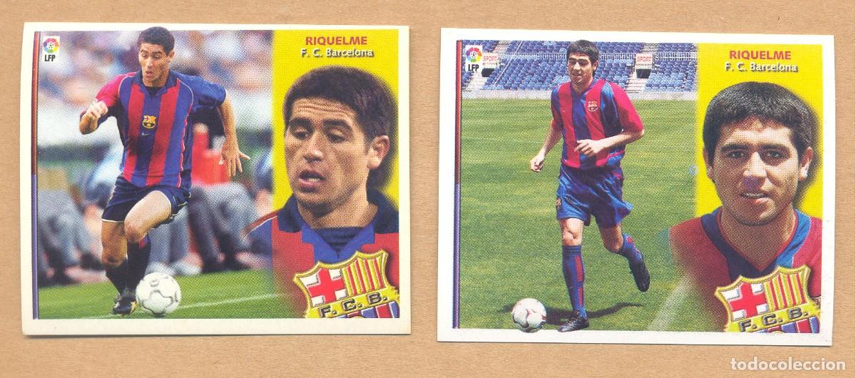 Figurine di Calcio: liga 2002-2003 este, riquelme - f.c.barcelona, las 2 versiones, nunca pegado, ver foto