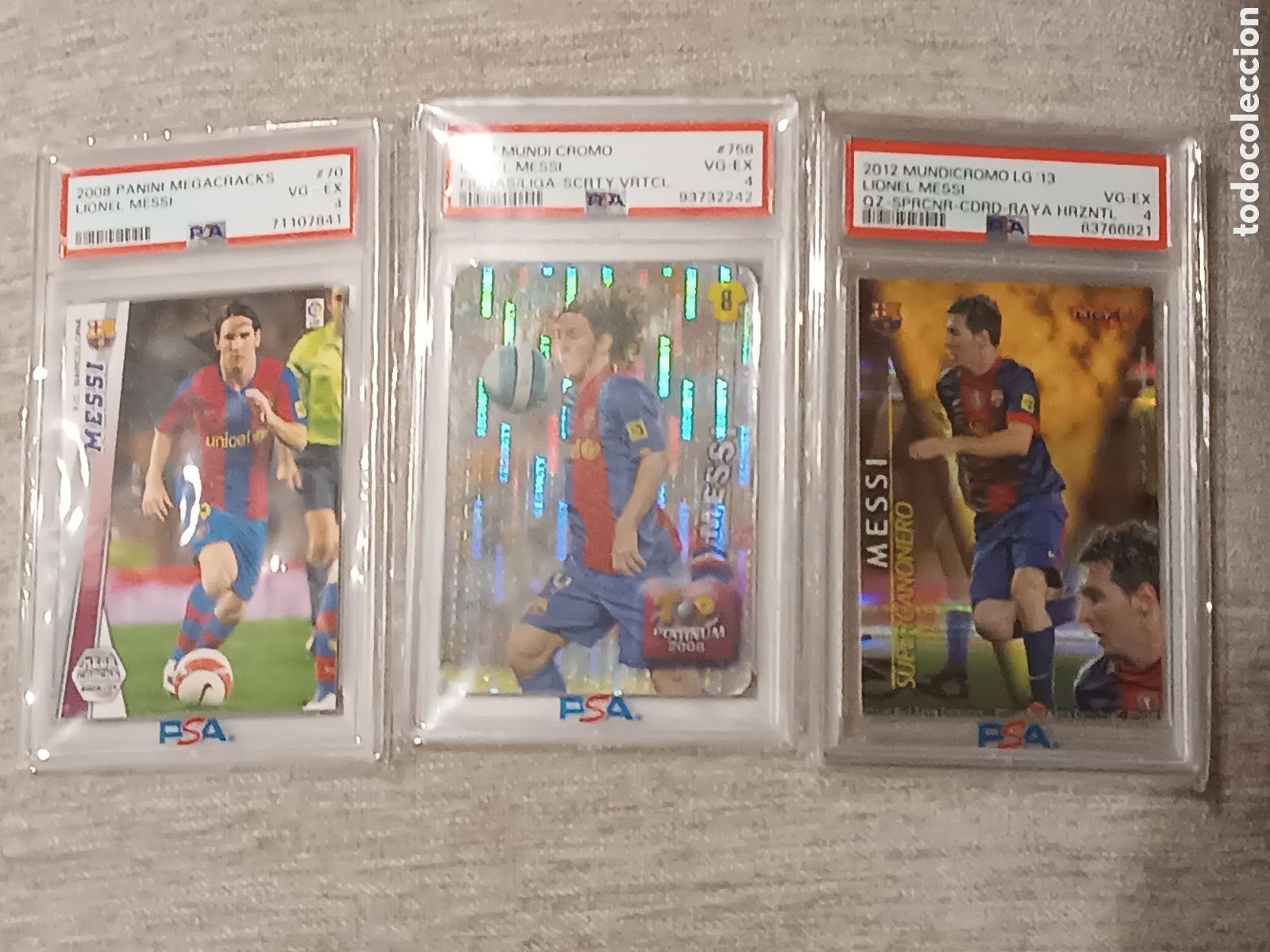 Cromos de F&uacute;tbol: 3 Cromos gradeados Leo Messi