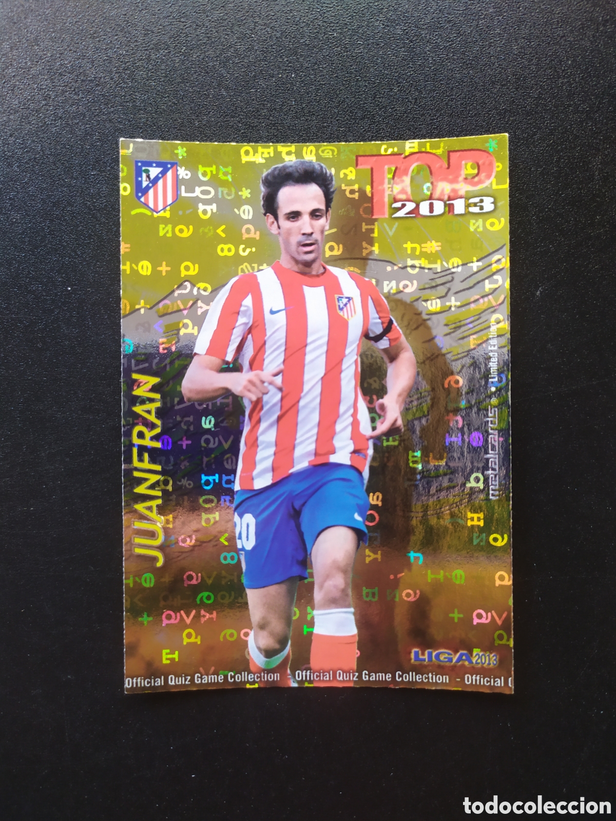 Figurine di Calcio: Mundicromo fichas Liga 2012 2013 12 13 Juanfran top brillo dorado letras n&deg; 553 Atl&eacute;tico Madrid