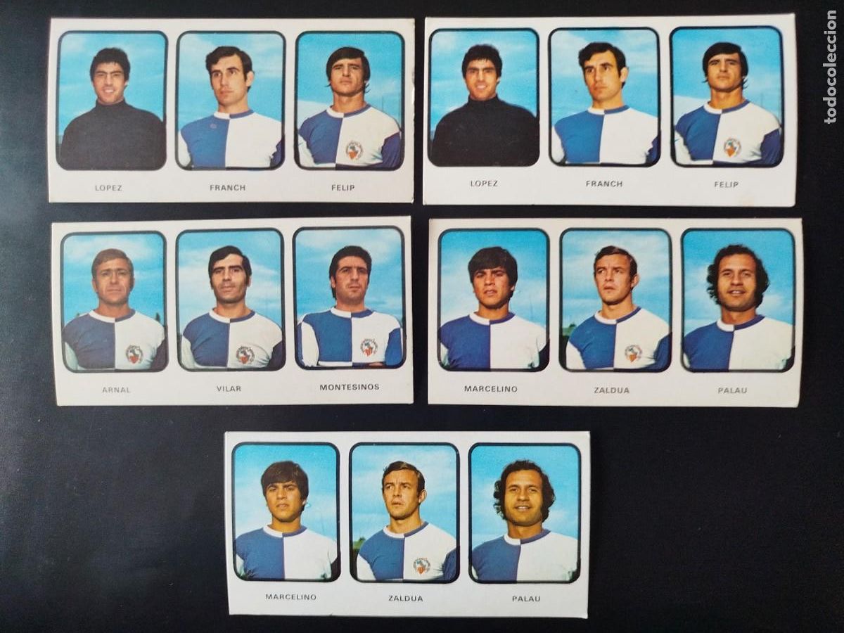 Cromos de f&uacute;tbol: Ruiz Romero 73/74. Sabadell.(5 cromos.Nunca pegados).