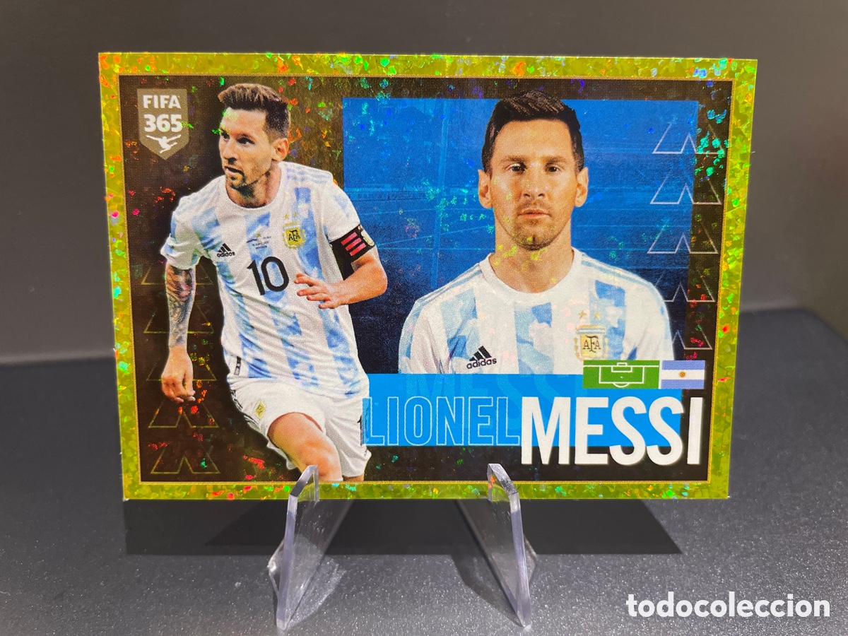 Cromos de F&uacute;tbol: Lionel Messi 341 the Golden World of Football Panini FIFA 365 2021-22 Argentina