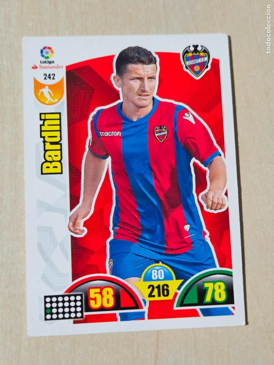 Cromos de f&uacute;tbol: FICHA N&ordm; 242 BARDHI - ADRENALYN 17 18 - PANINI 2017 - 18 - CROMO - LEVANTE