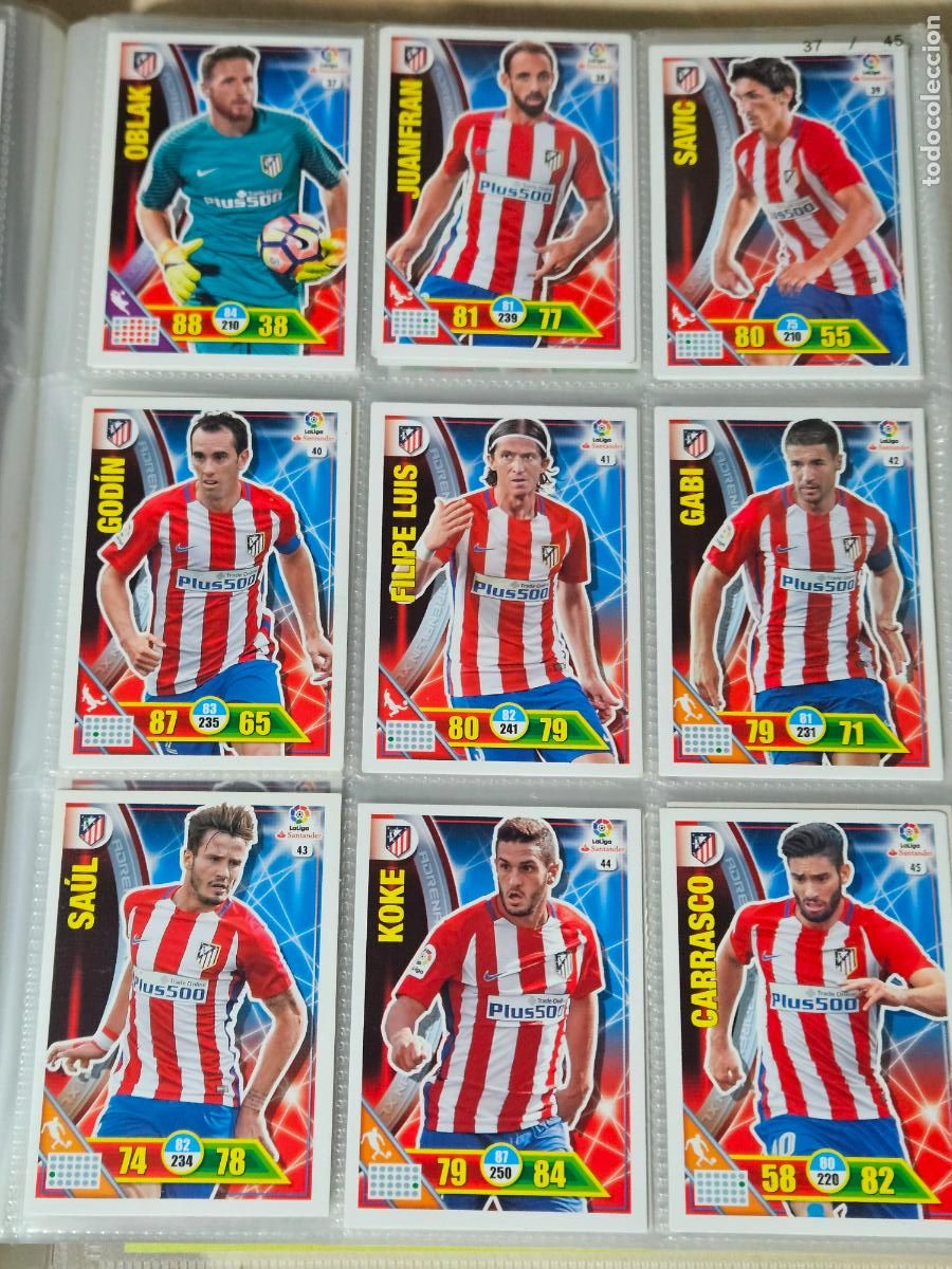 Football Stickers: ADRENALYN 2016 2017 ATLETICO DE MADRID - EQUIPO COMPLETO MENOS 1 BASICOS - 17 FICHAS CROMOS - 16 17