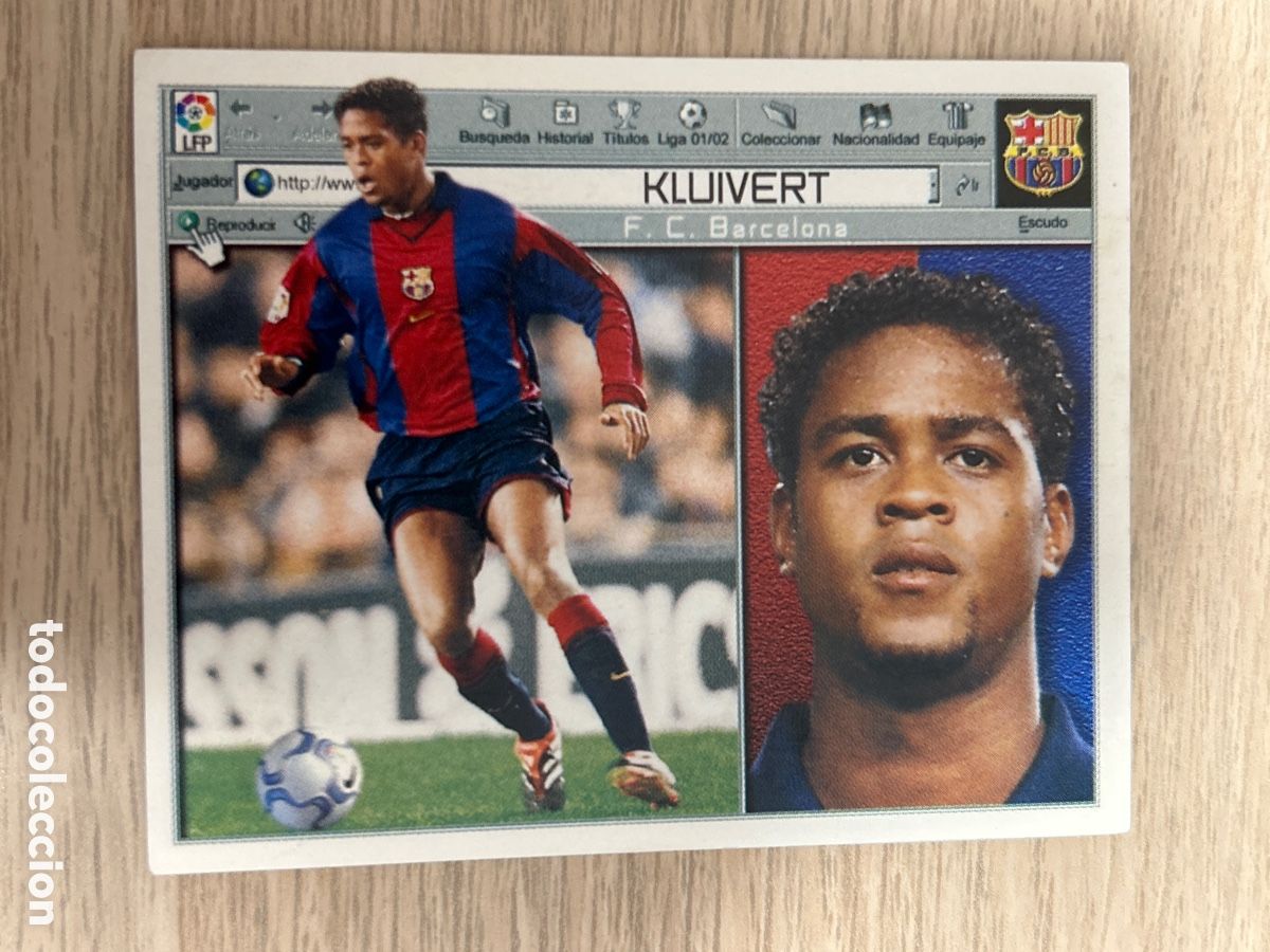 Cromos de F&uacute;tbol: KLUIVERT BARCELONA LIGA ESTE 2001 2002 01 02 NUNCA PEGADO SIN PEGAR