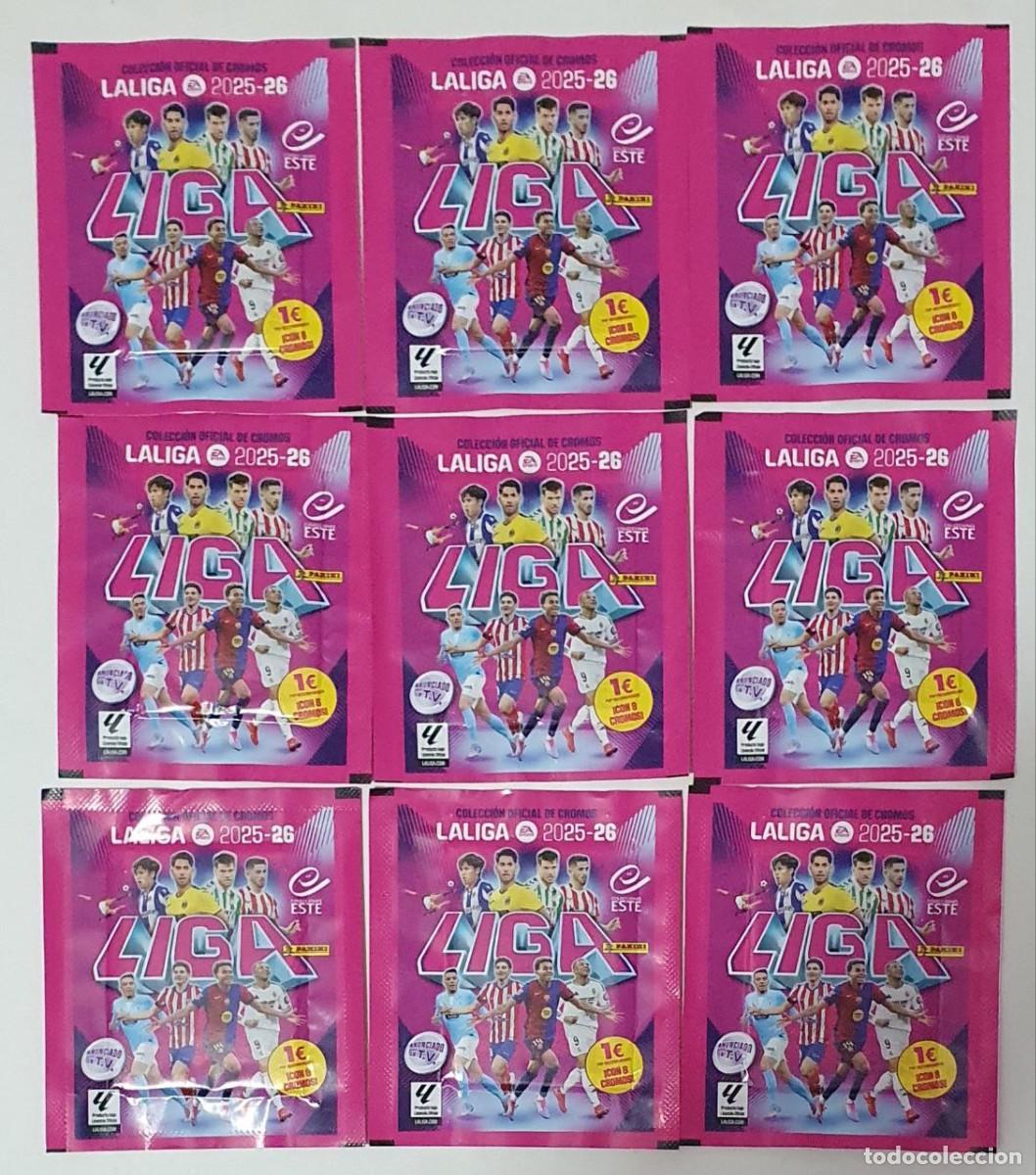 Cromos de f&uacute;tbol: 9 Sobres sellados (72 cromos stickers) - Panini ESTE La Liga 2025-26