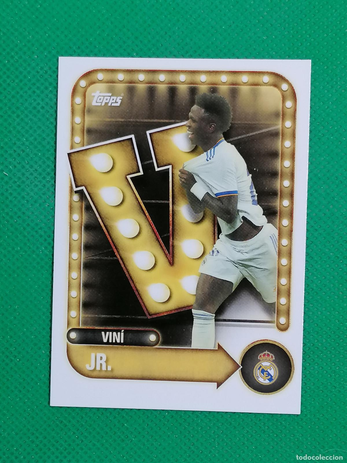 Football Stickers: 27 VINI JR NAME IN LIGHTS ⚽ TOPPS REAL MADRID COLLECTOR TIN 25 26 2025 2026 ⚽