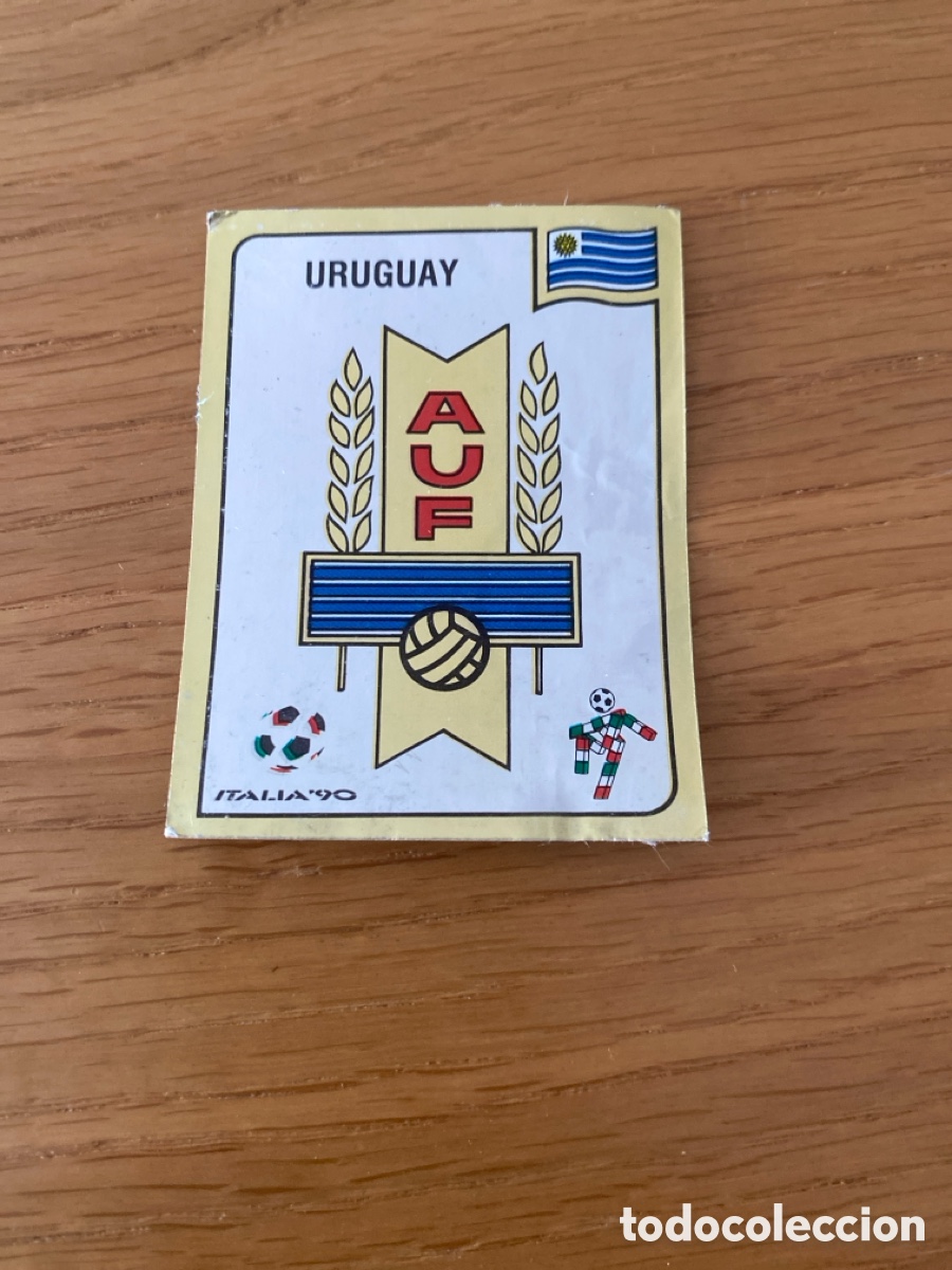 Football Stickers: Cromo panini mundial Italia 90 n&uacute;mero 363 escudo Uruguay - Stickers album world cup Italy 1990