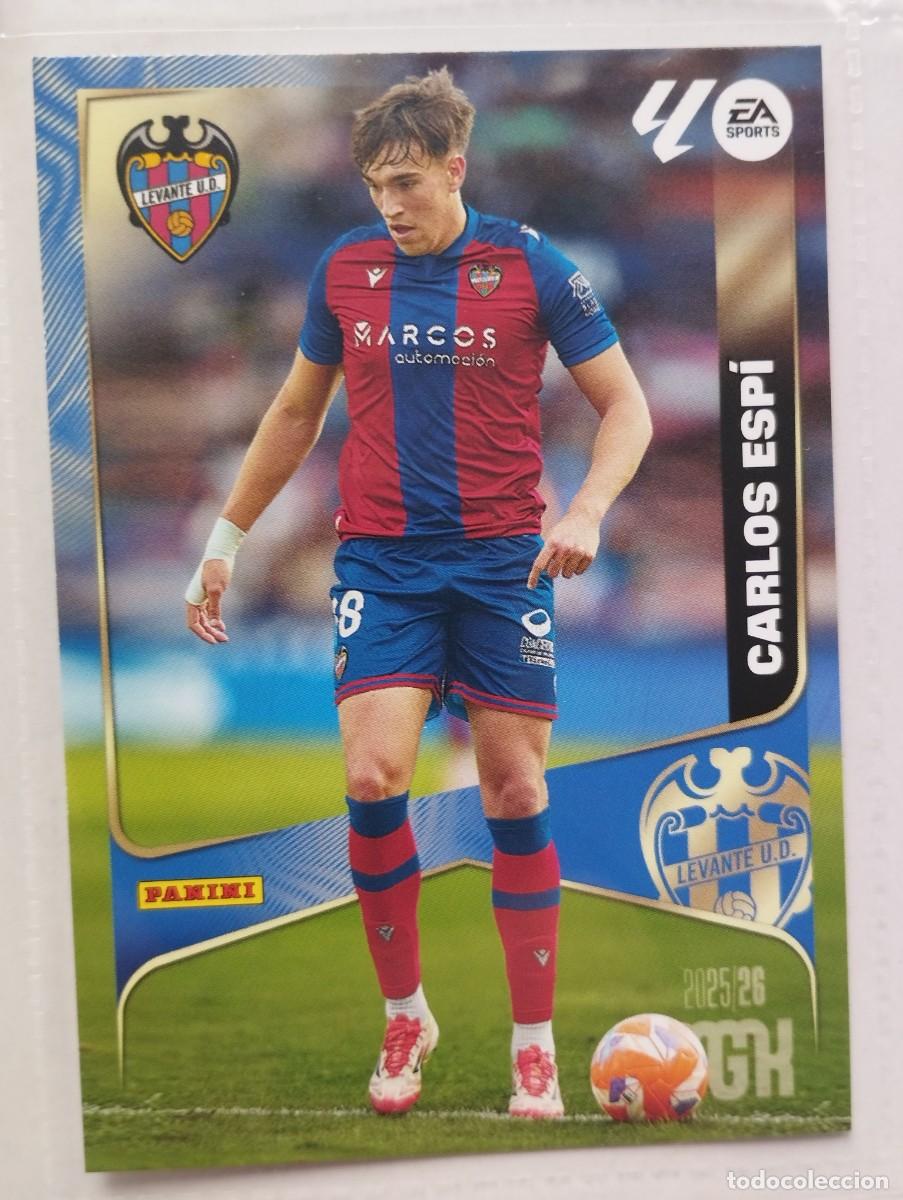 Cromos de f&uacute;tbol: CROMO CARD MGK MEGACRACKS 25 26 PANINI 2025 2026 LEVANTE 215 CARLOS ESPI