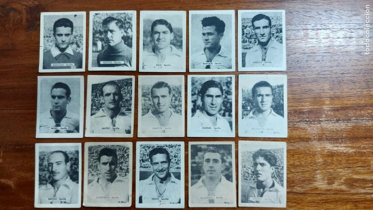 Cromos de F&uacute;tbol: SEVILLA C.F. - CAMPEONATOS NACIONALES Ruiz Romero 1950/51 Liga 50/51 -15 cromos diferentes sin pegar