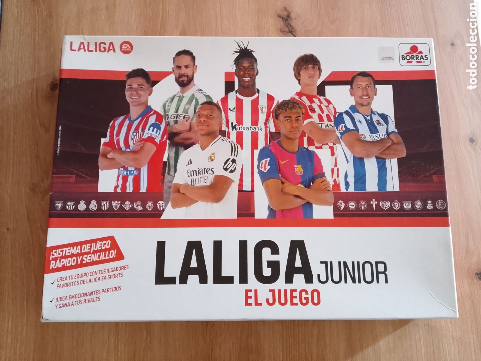 Cromos de F&uacute;tbol: CAJA VACIA EL JUEGO DE LA LIGA JUNIOR BORRAS LAMINE YAMAL JULIAN &Aacute;LVAREZ MBAPPE ISCO NICO OYARZABAL