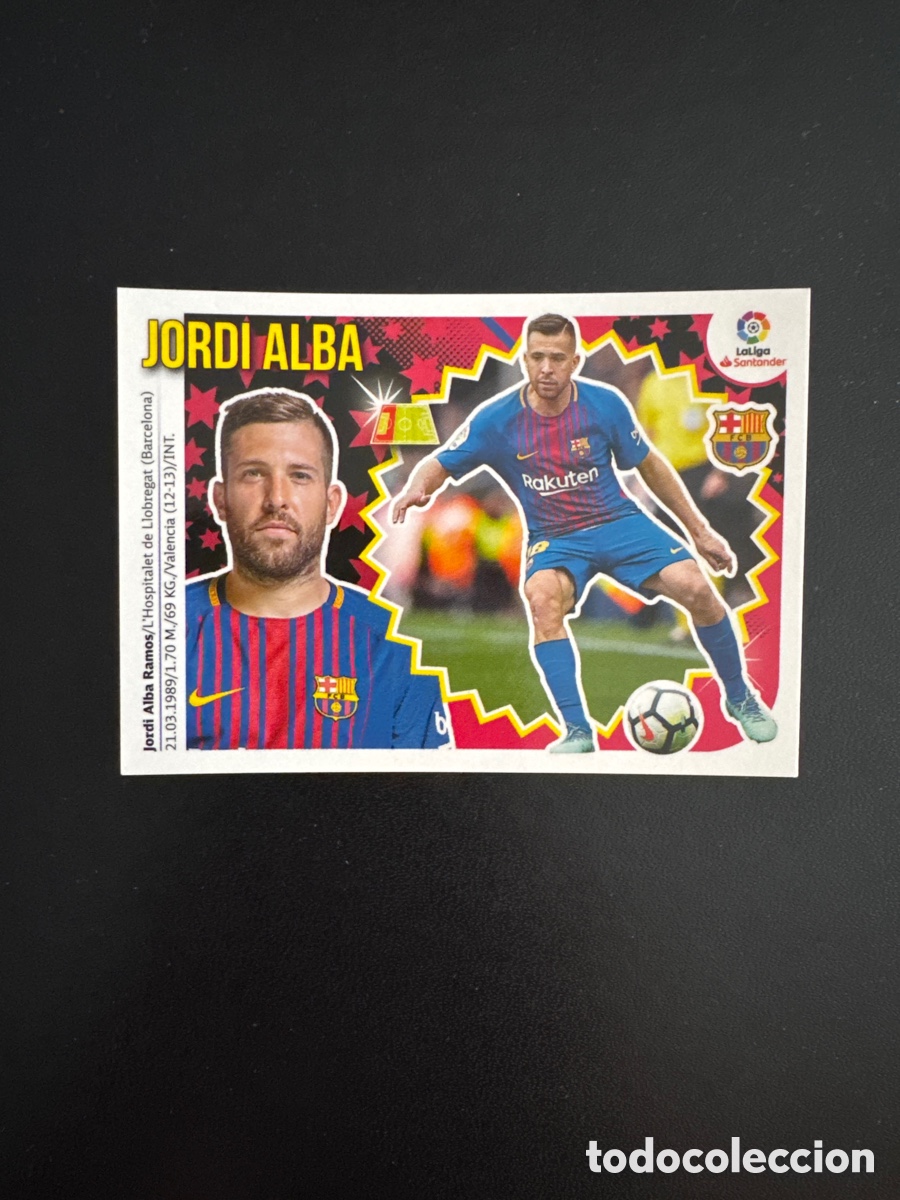 Cromos de f&uacute;tbol: JORDI ALBA BARCELONA N&Uacute;MERO 7A LIGA ESTE 2018 2019