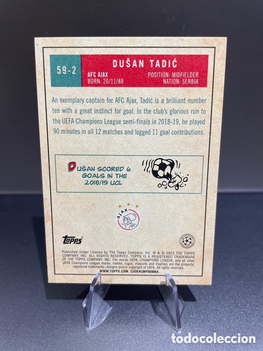 Cromos de f&uacute;tbol: Tadic 59-2 Topps UCL 2023 Ajax - Foto 2