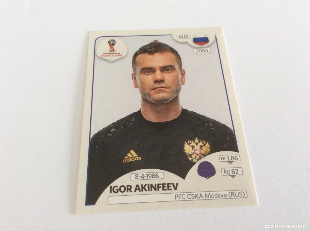 Cromos de f&uacute;tbol: Igor Akinfeev Sticker TRASERA ROSA Mundial 2018 Rusia Panini