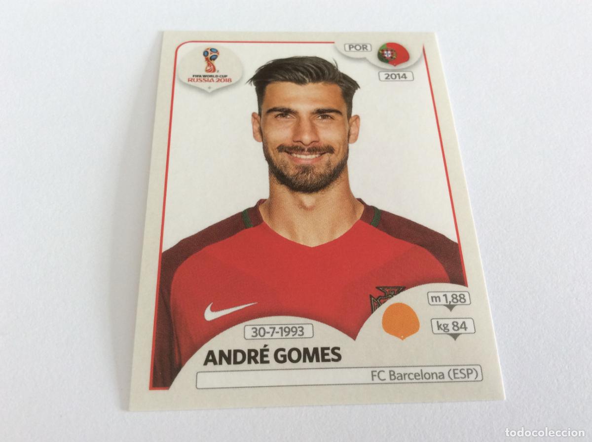 Cromos de f&uacute;tbol: Andr&eacute; Gomes Sticker TRASERA ROSA Mundial 2018 Rusia Panini