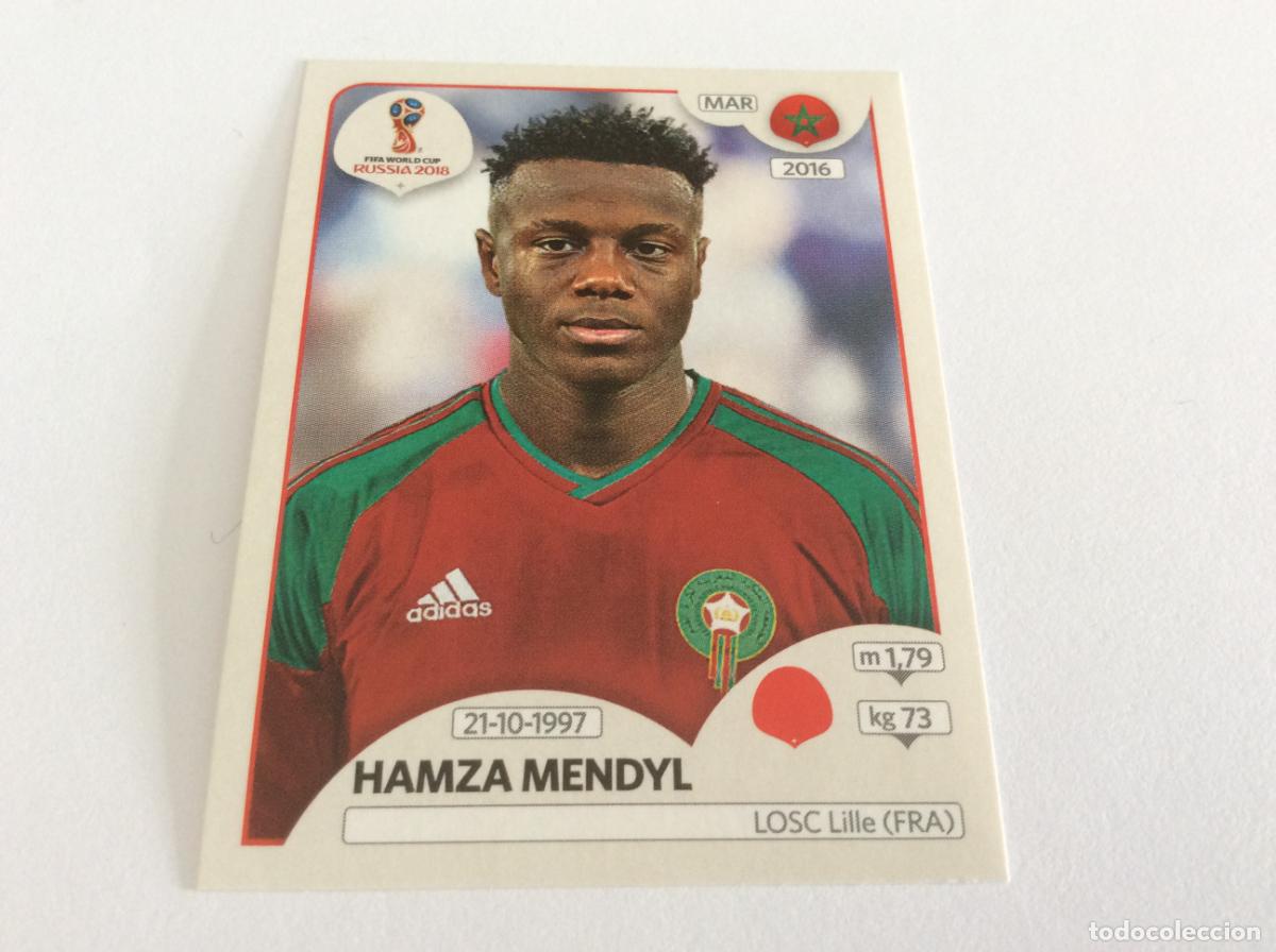 Cromos de f&uacute;tbol: Hamza Mendyl Sticker TRASERA ROSA Mundial 2018 Rusia Panini