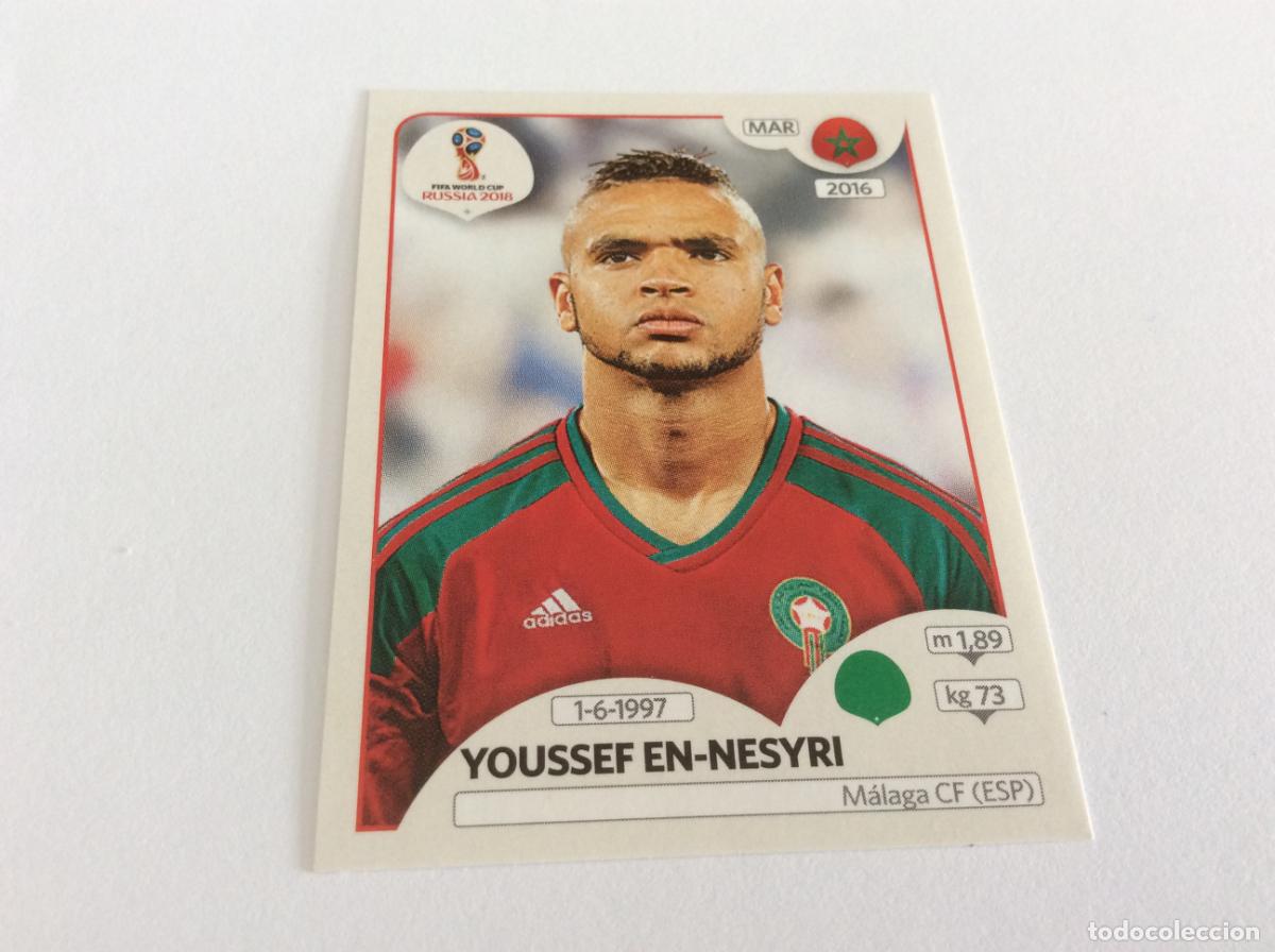 Cromos de F&uacute;tbol: Youssef En-Nesyri Sticker TRASERA ROSA Mundial 2018 Rusia Panini