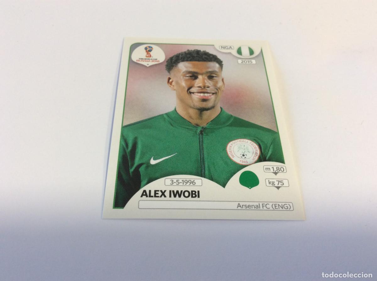 Cromos de F&uacute;tbol: Alex Iwobi Sticker TRASERA ROSA Mundial 2018 Rusia Panini