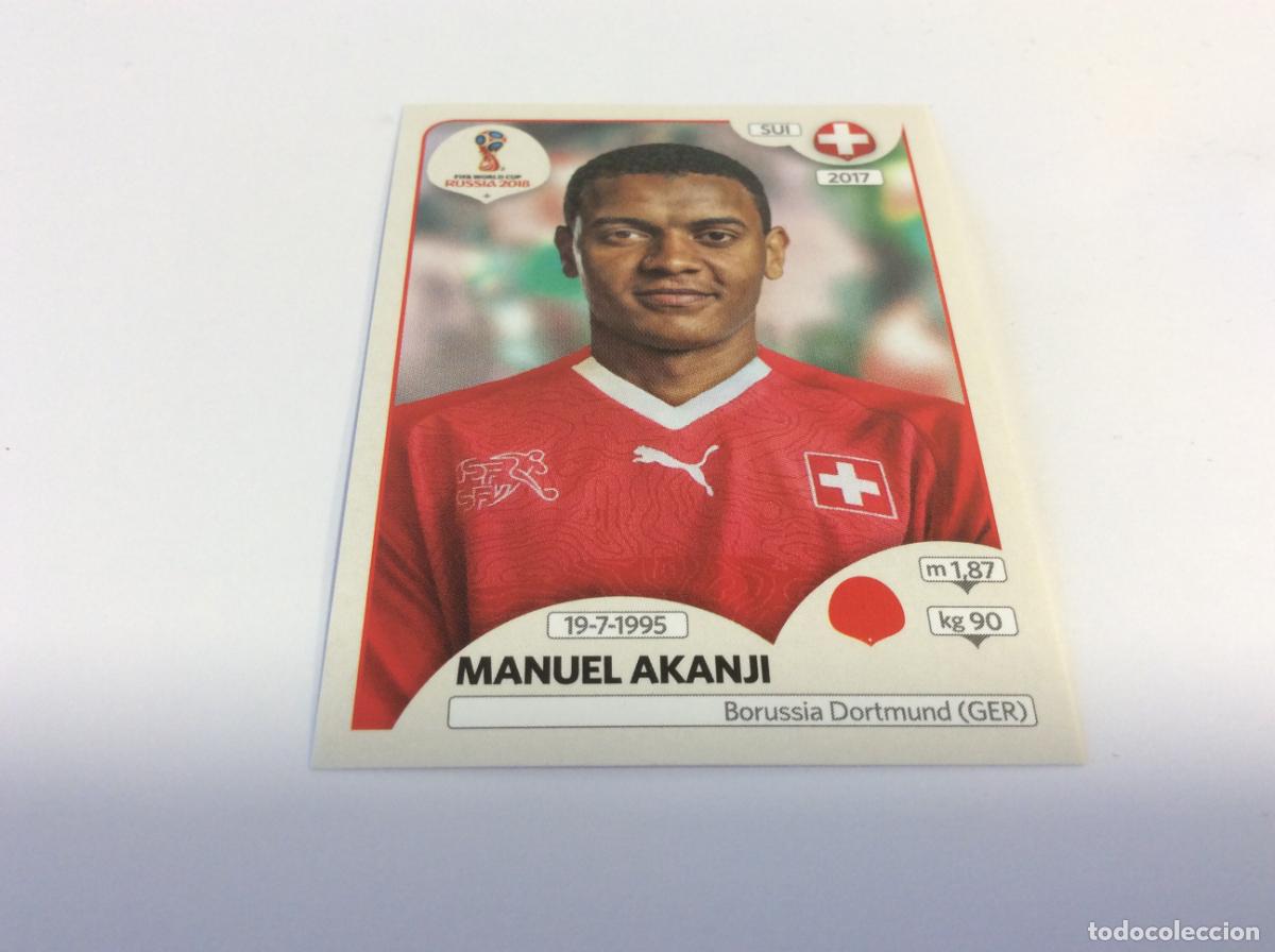 Cartes &agrave; collectionner de Football: Manuel Akanji Sticker TRASERA ROSA Mundial 2018 Rusia Panini