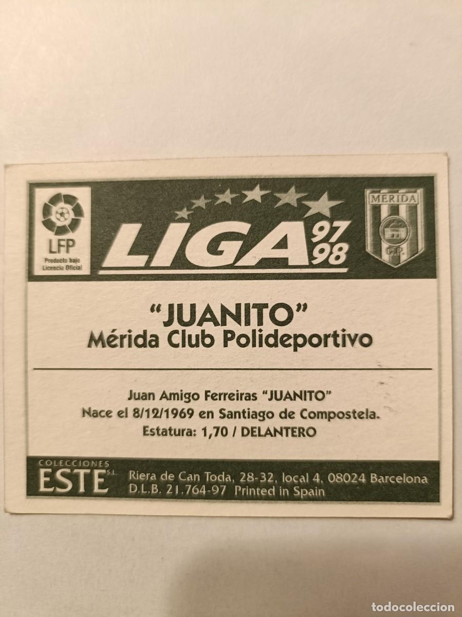 Cromos de f&uacute;tbol: JUANITO MERIDA C.P. 97/98 ESTE - Foto 2