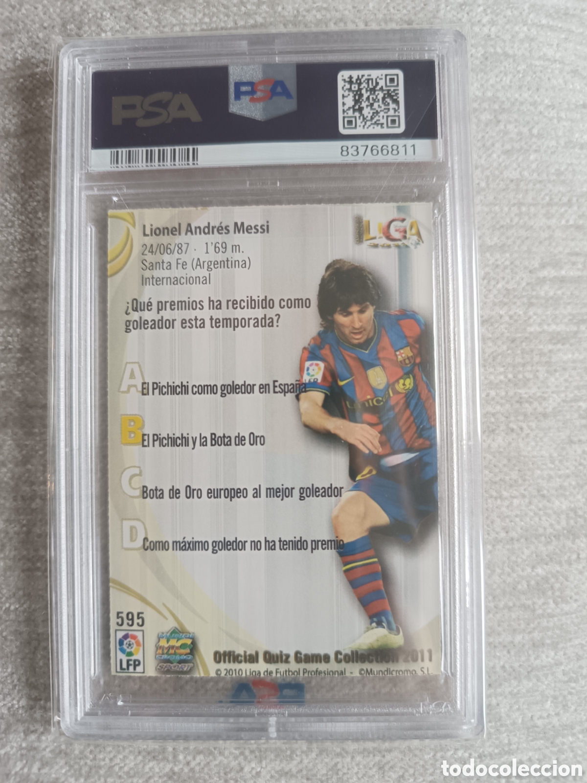 Cromos de f&uacute;tbol: Cromo Messi. Security. 595. PSA 8 - Foto 2
