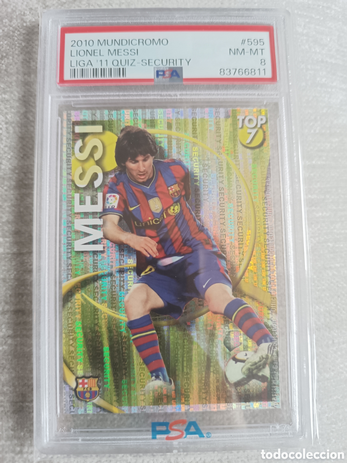 Cromos de f&uacute;tbol: Cromo Messi. Security. 595. PSA 8 - Foto 1