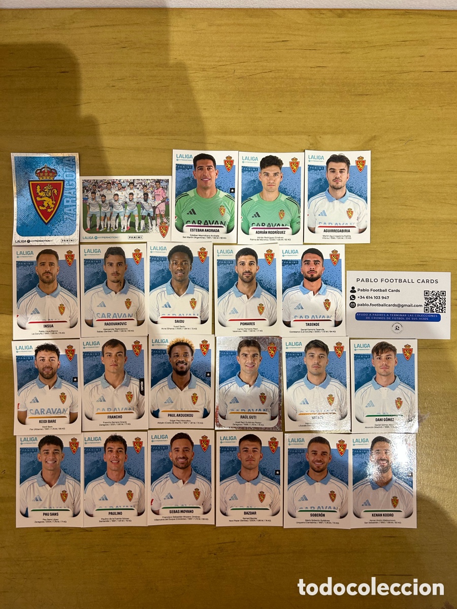 Figurine di Calcio: Equipo Completo 22 Cromos Zaragoza Liga Hypermotion 2025-26 Panini