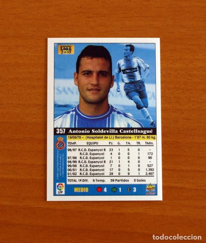 Cromos de F&uacute;tbol: R.C.D. Espanyol-Espa&ntilde;ol - N&ordm; 357 Soldevilla - Mundicromo Las Fichas de la Liga 2002-2003-02-03