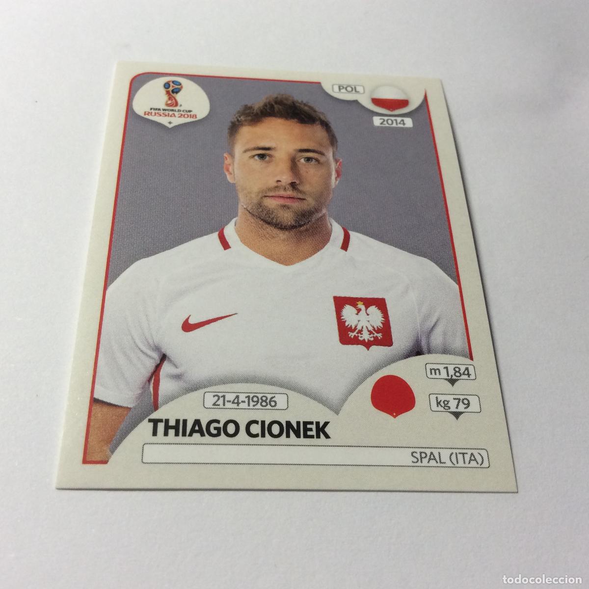 Cromos de f&uacute;tbol: Thiago Cionek Polonia Sticker TRASERA ROSA Mundial 2018 Rusia Panini