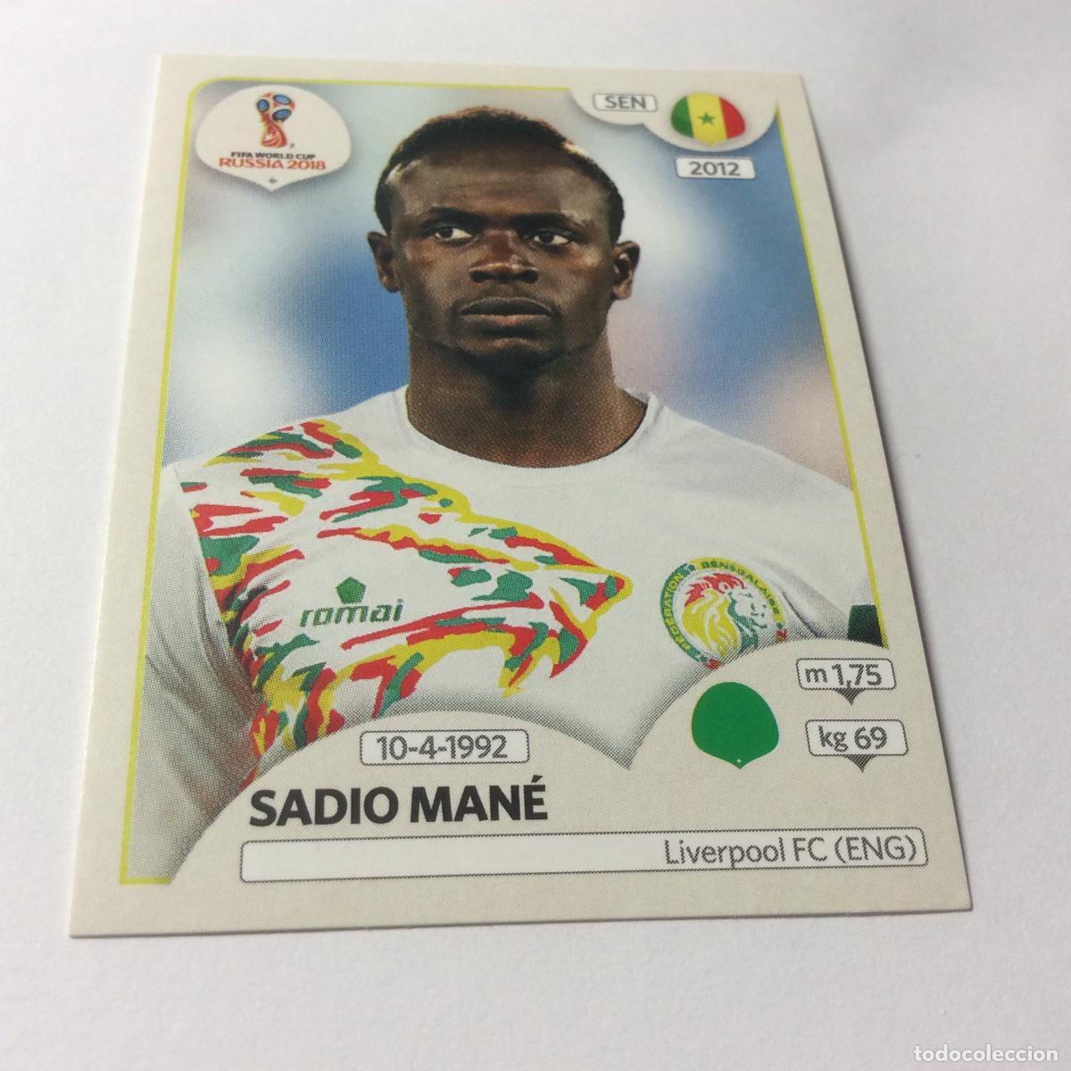 Cromos de F&uacute;tbol: Sadio Man&eacute; Sticker TRASERA ROSA Mundial 2018 Rusia Panini