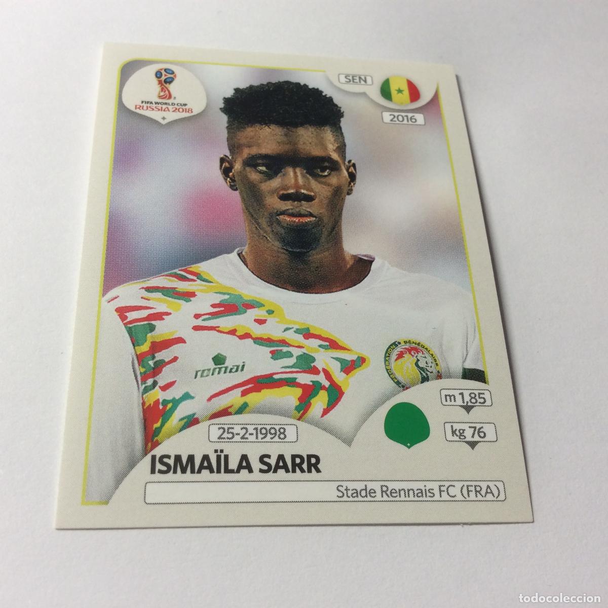 Cromos de F&uacute;tbol: Isma&iuml;la Sarr Sticker TRASERA ROSA Mundial 2018 Rusia Panini