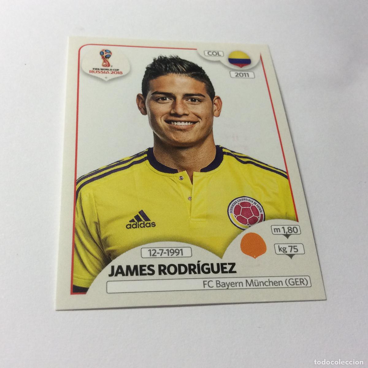 Cromos de F&uacute;tbol: James Rodr&iacute;guez Sticker TRASERA ROSA Mundial 2018 Rusia Panini