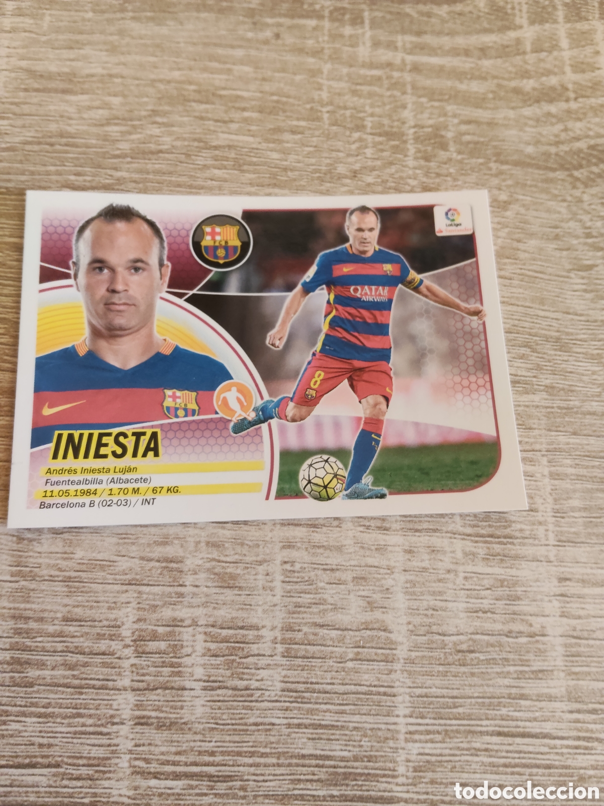 Cromos de F&uacute;tbol: Iniesta Barcelona logo Santander liga 2016 2017 16 17 ediciones este