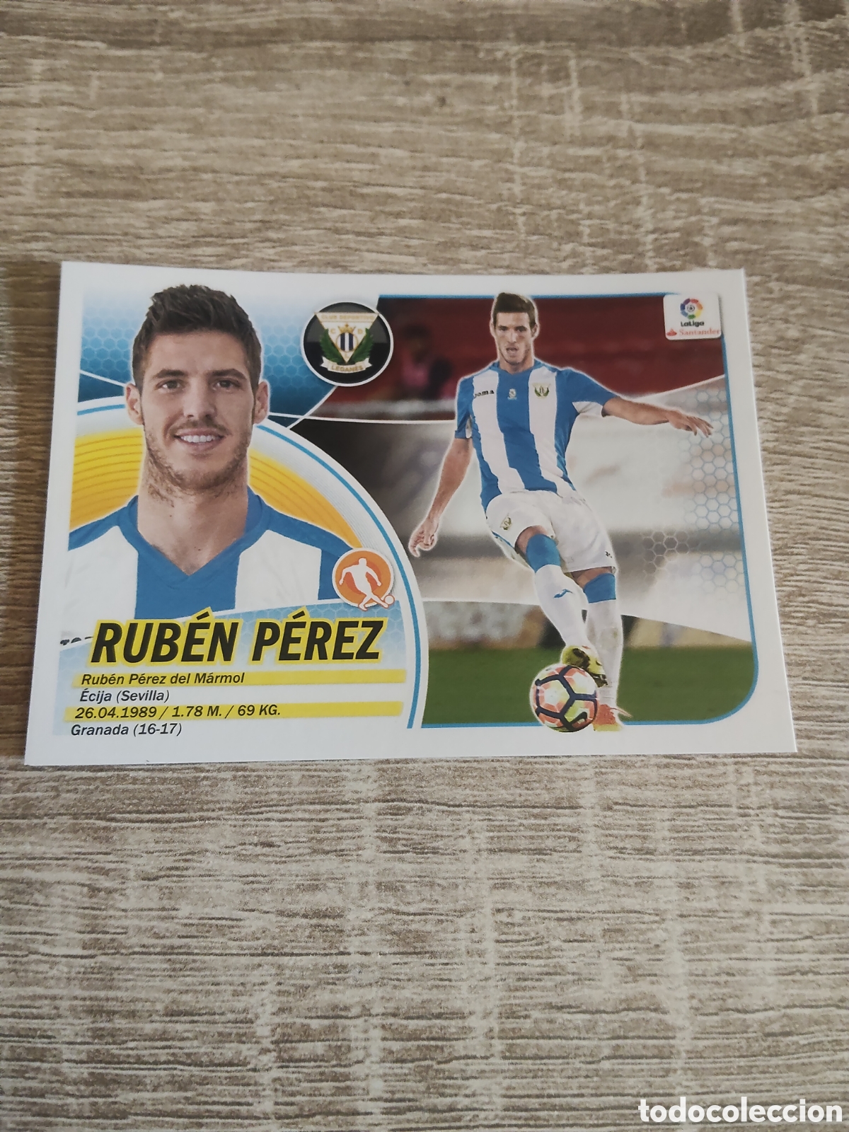 Cromos de f&uacute;tbol: Rub&eacute;n P&eacute;rez Legan&eacute;s logo Santander liga 2016 2017 16 17 ediciones este