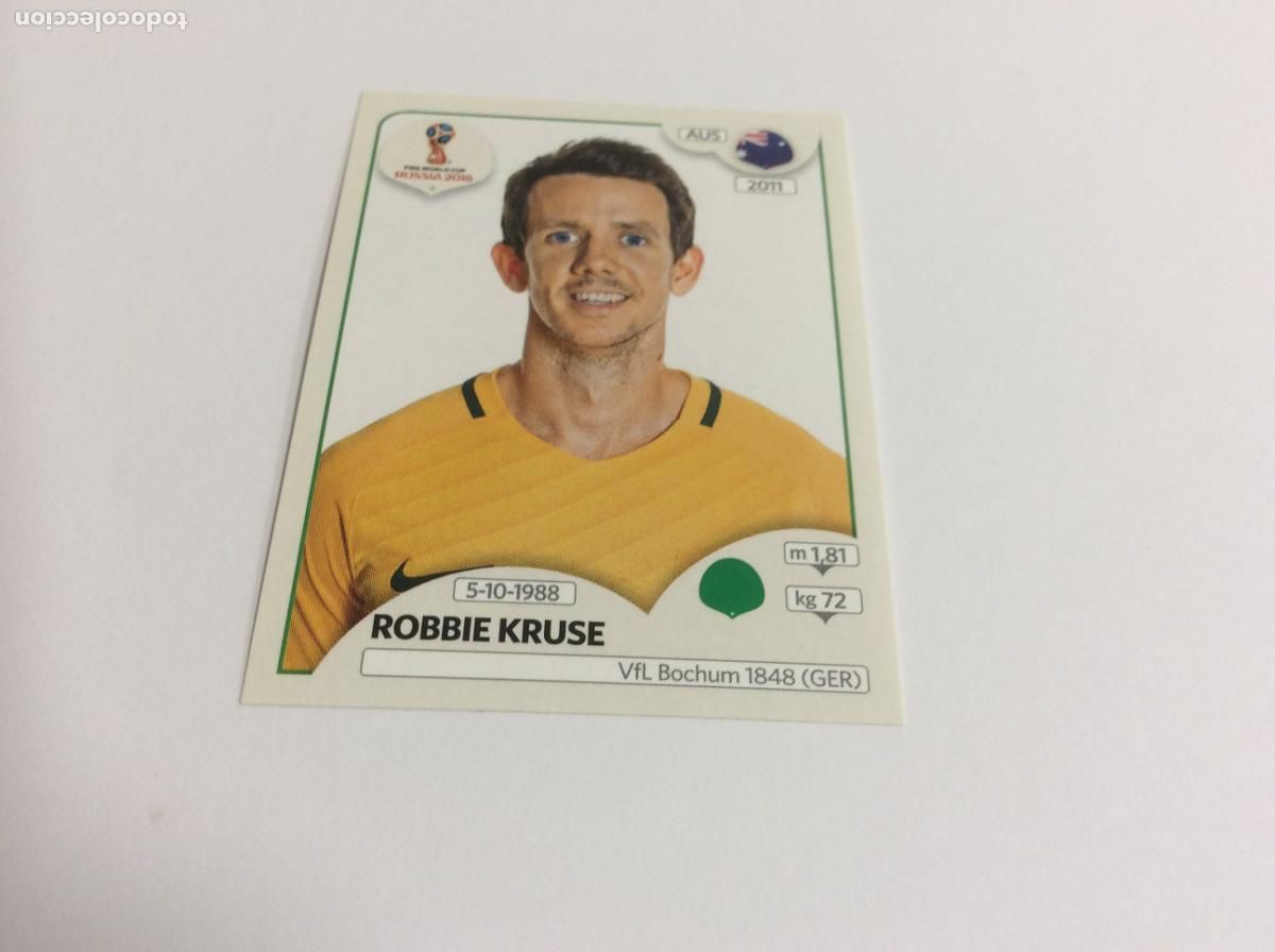 Cromos de f&uacute;tbol: Robbie Kruse Sticker TRASERA ROSA Mundial 2018 Rusia Panini