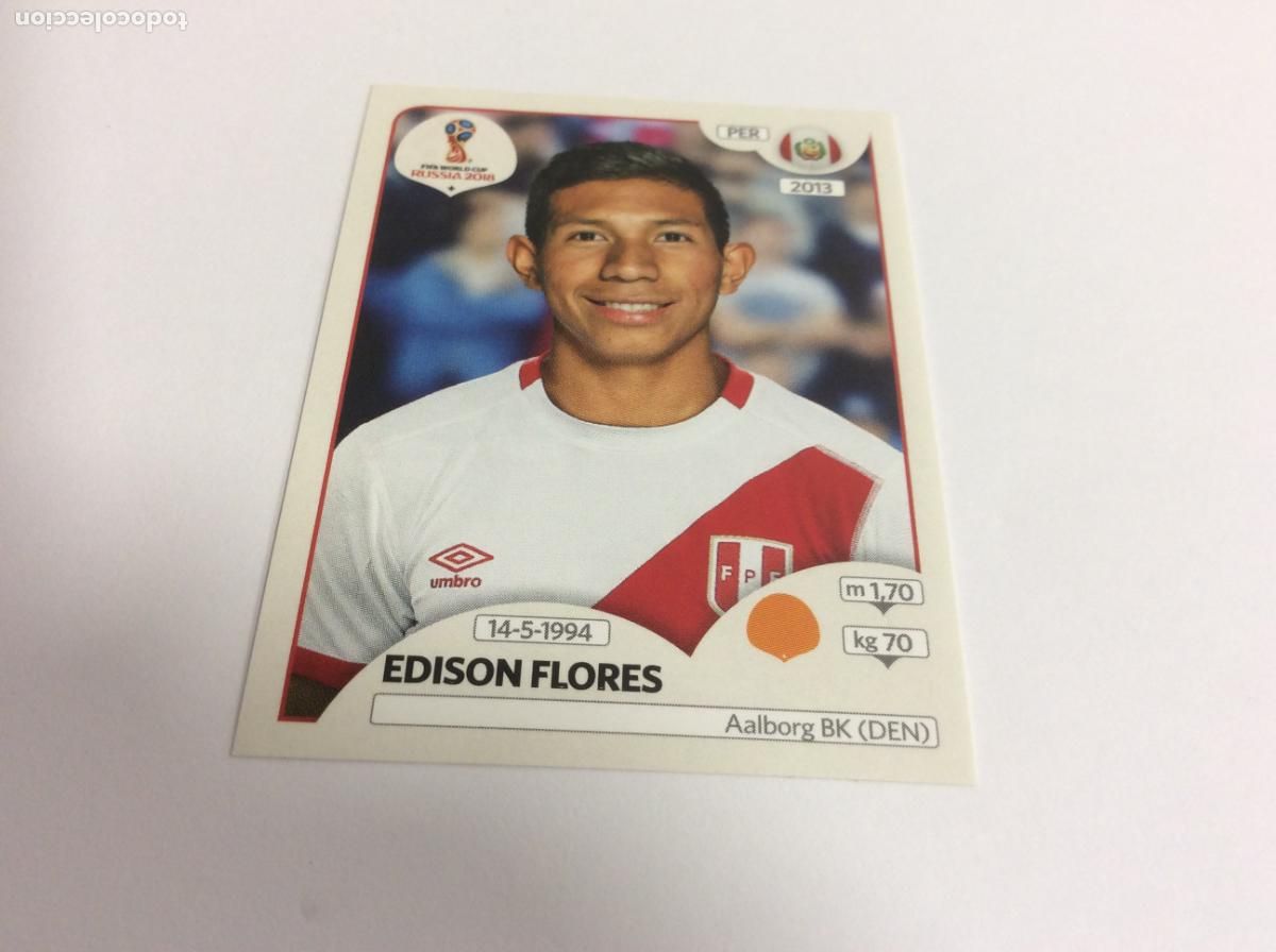 Cromos de f&uacute;tbol: Edison Flores Sticker TRASERA ROSA Mundial 2018 Rusia Panini