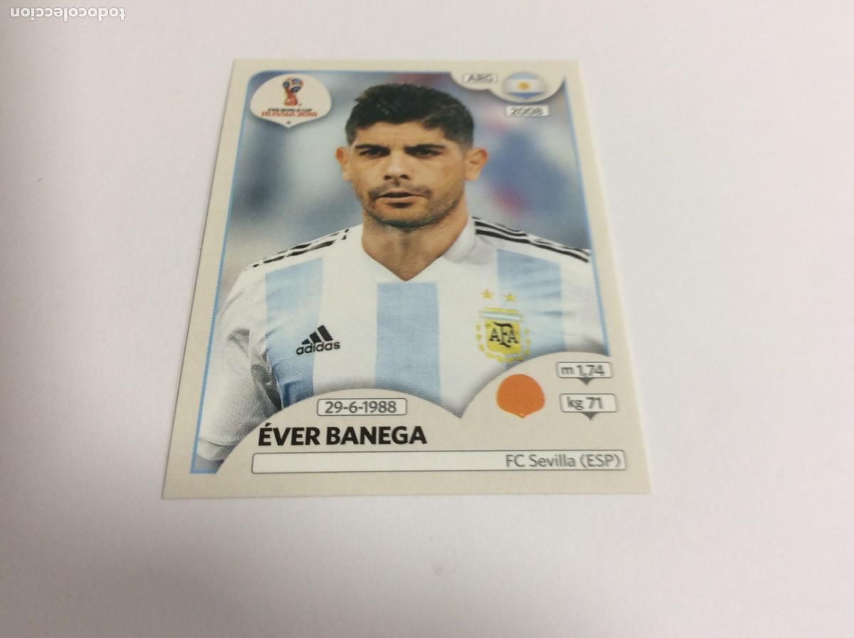 Cromos de f&uacute;tbol: &Eacute;ver Banega Argentina Sticker TRASERA ROSA Mundial 2018 Rusia Panini