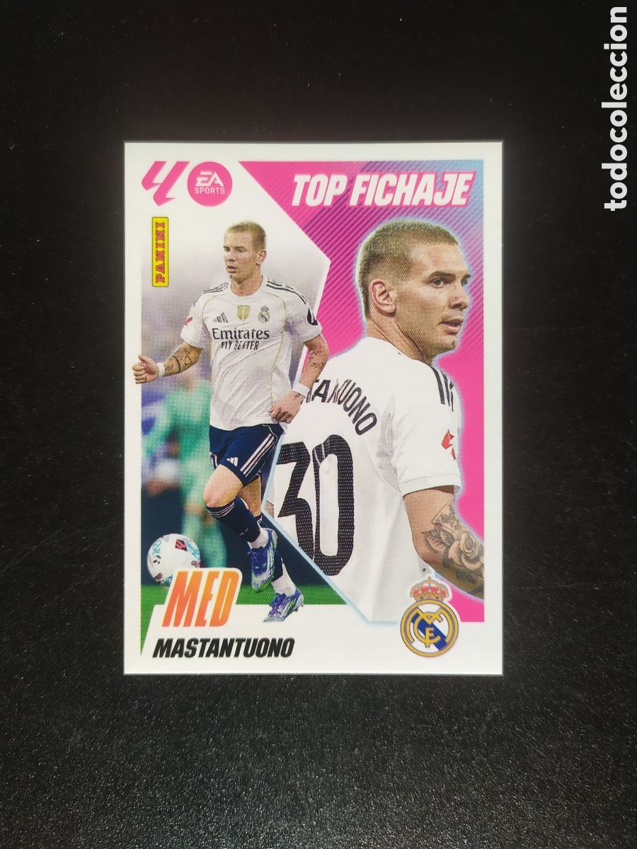 Cromos de f&uacute;tbol: Liga este 2025 2026 25 26 panini Mastantuono top fichaje n&deg; 68 Real Madrid