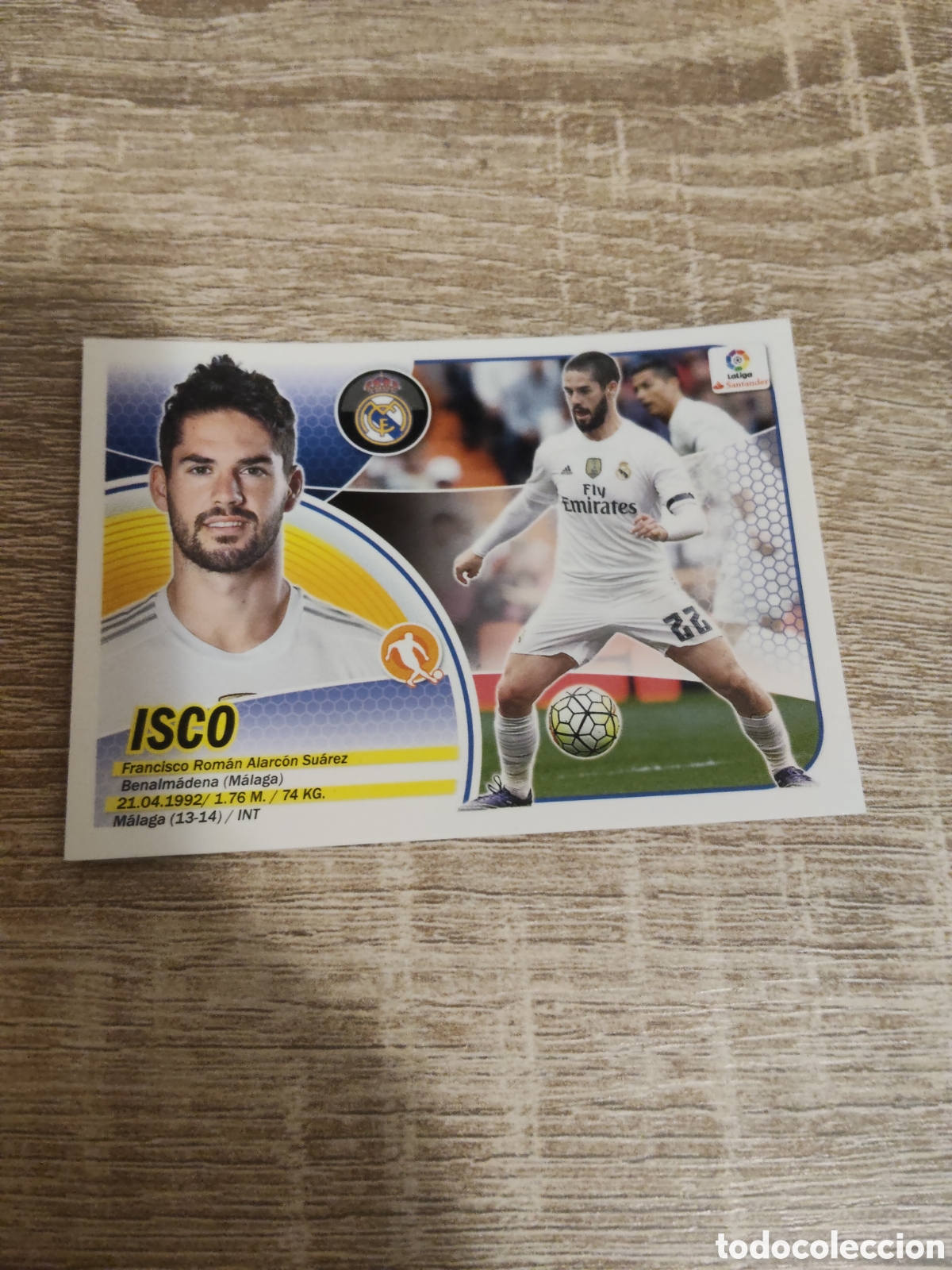 Cromos de F&uacute;tbol: Isco Real Madrid logo Santander liga 2016 2017 16 17 ediciones este