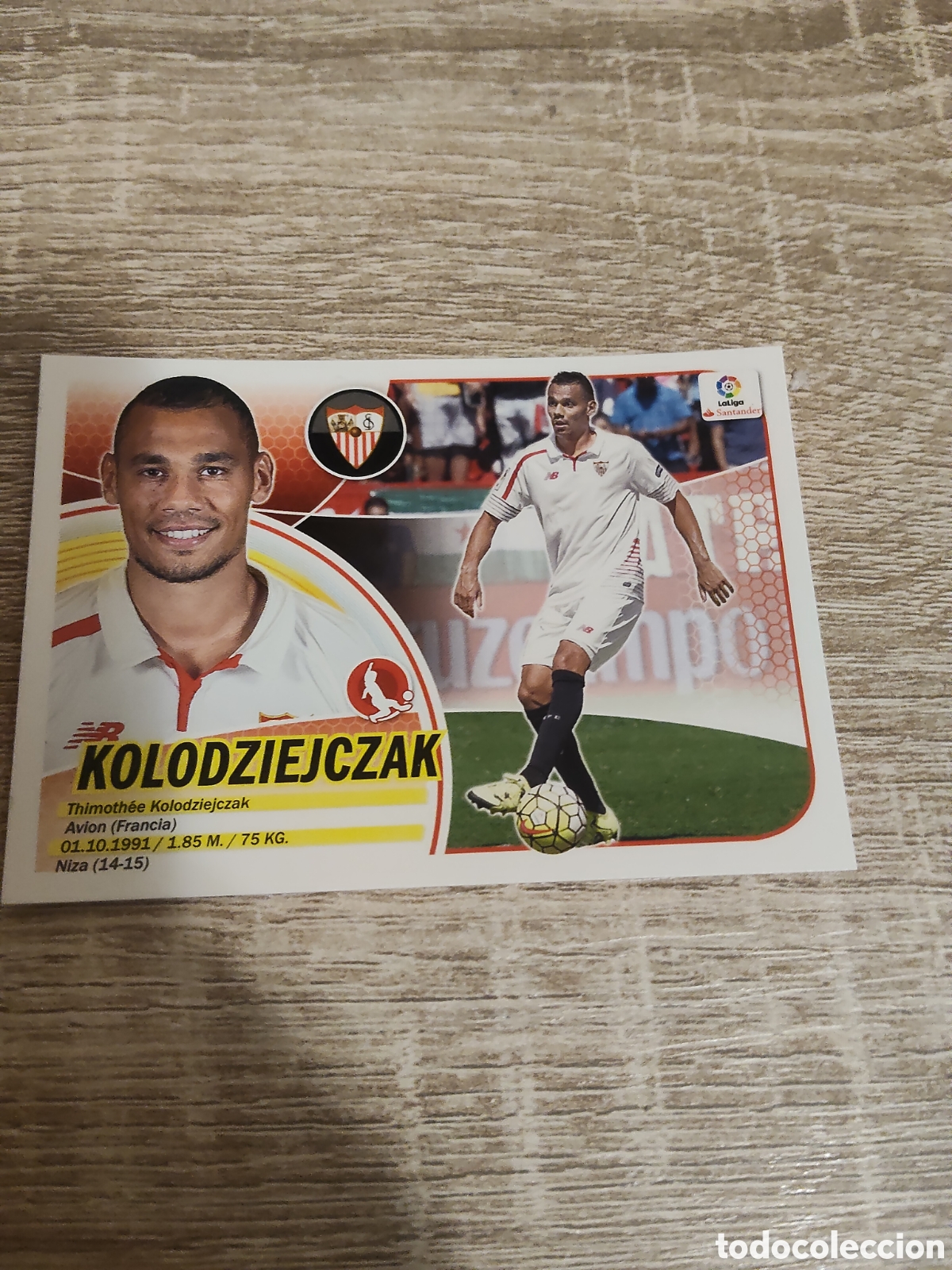 Cromos de F&uacute;tbol: Kolodziejczak Sevilla logo Santander liga 2016 2017 16 17 ediciones este