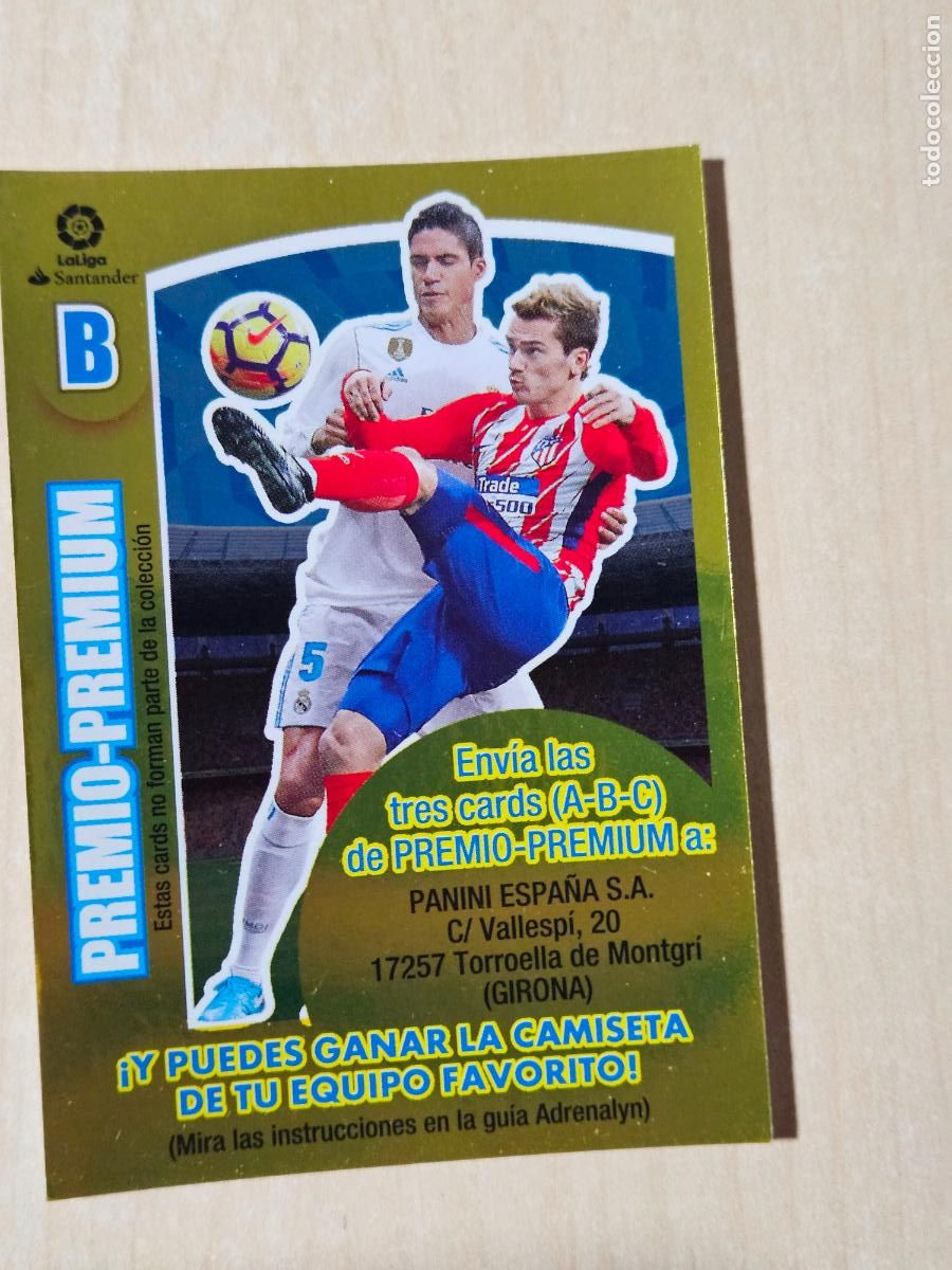 Cromos de F&uacute;tbol: FICHA LETRA B - ADRENALYN 17 18 - PANINI 2017 - 18 - CROMO - PREMIO PREMIUM
