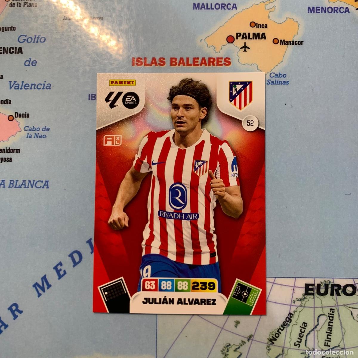 Cromos de F&uacute;tbol: Juli&aacute;n &Aacute;lvarez n&uacute;mero 52 del Atl&eacute;tico de Madrid cromo adrenalyn XL 25-26 2025-2026