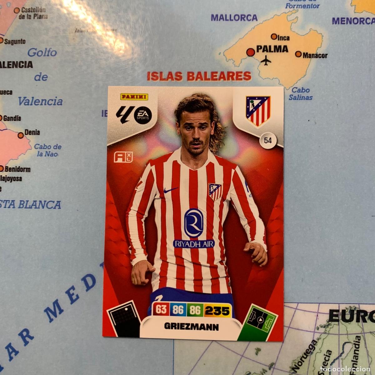 Cromos de F&uacute;tbol: Griezmann n&uacute;mero 54 del Atl&eacute;tico de Madrid cromo adrenalyn XL 25-26 2025-2026