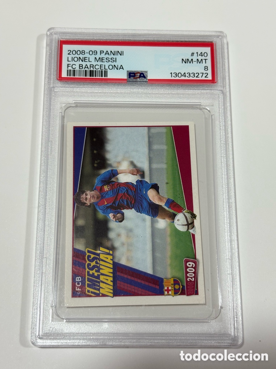 Figurine di Calcio: 2008-09 PANINI MESSI MANIA LIONEL MESSI 140 PSA 8 Barcelona Rookie