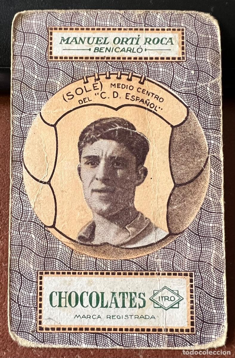 Figurine di Calcio: Sol&eacute; - C. D. Espa&ntilde;ol - Cromo naipe Chocolates ITRO (Manuel Ort&iacute; Roca - Benicarl&oacute;) F&uacute;tbol